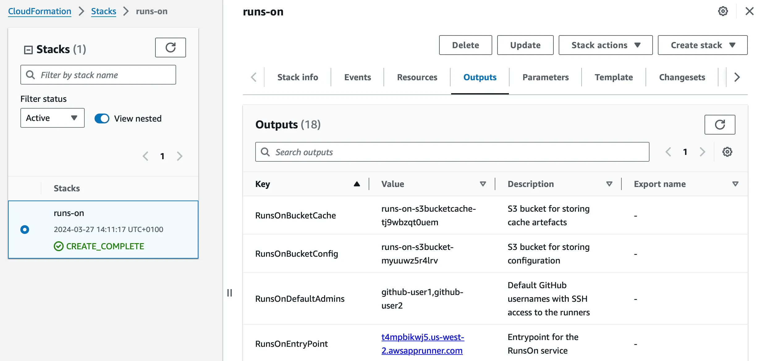 CloudFormation Output