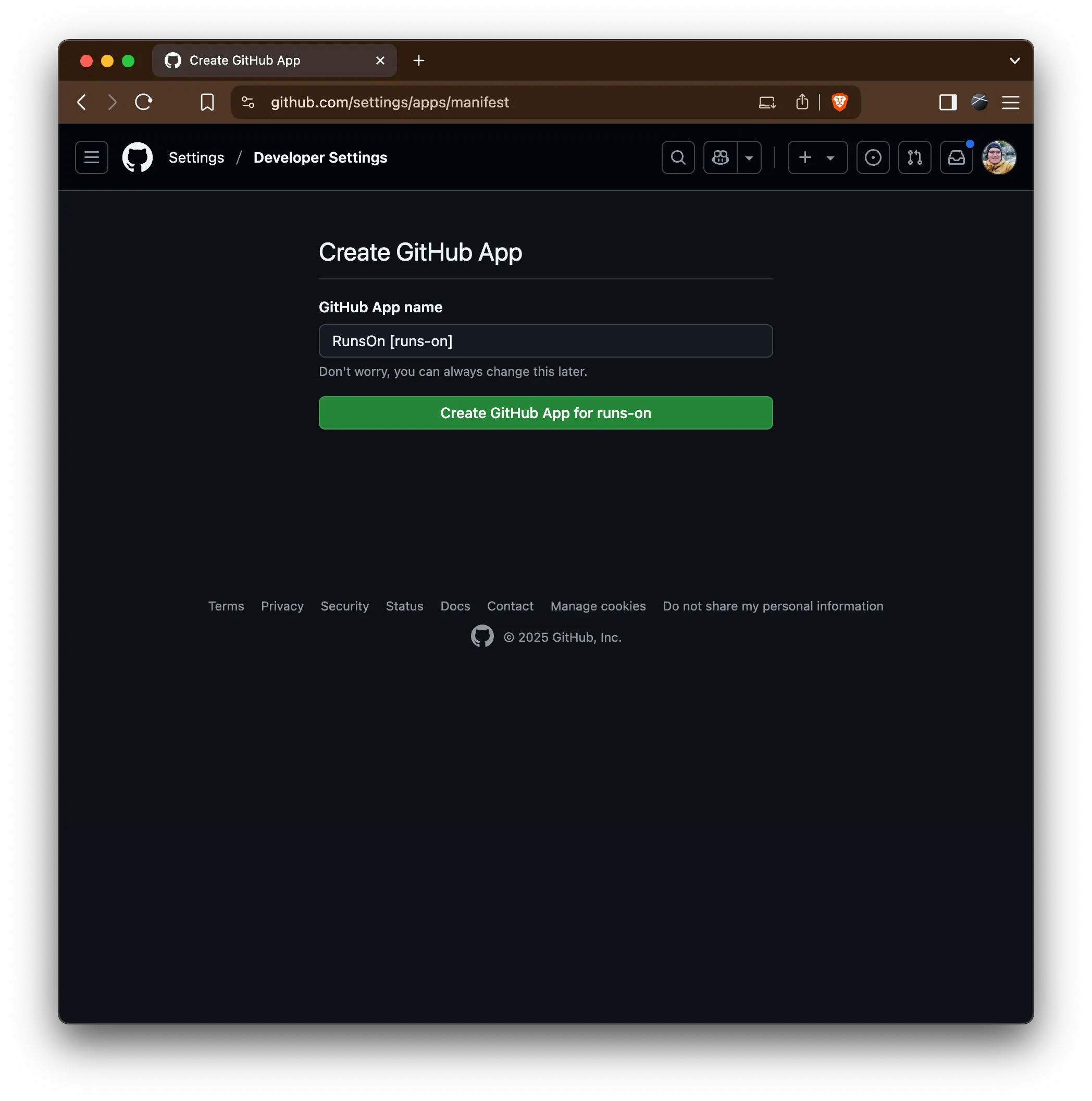 Create GitHub App