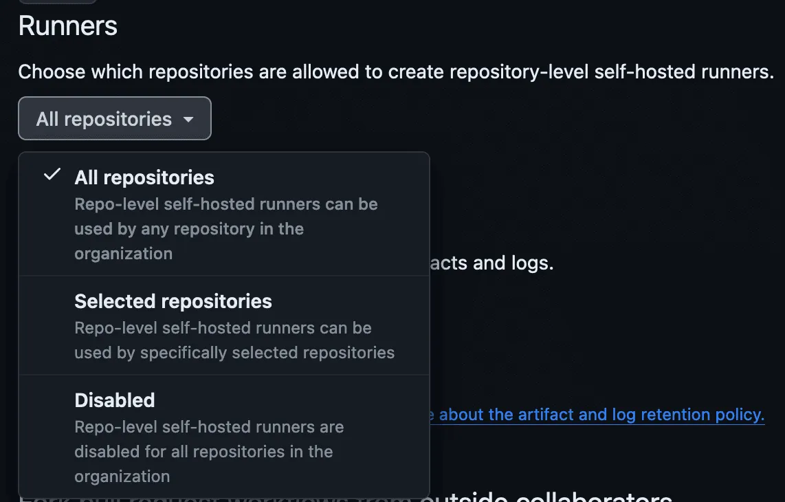 Allow repository-level runners in organization settings