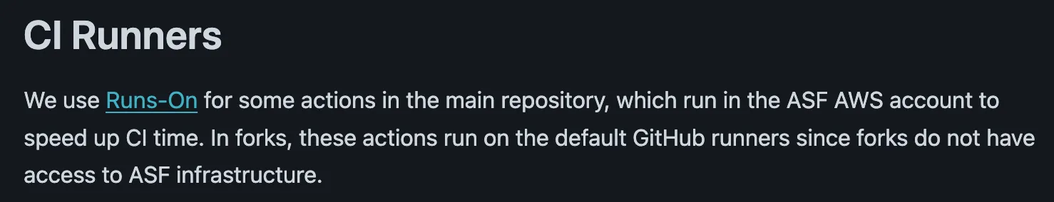 Apache DataFusion uses RunsOn