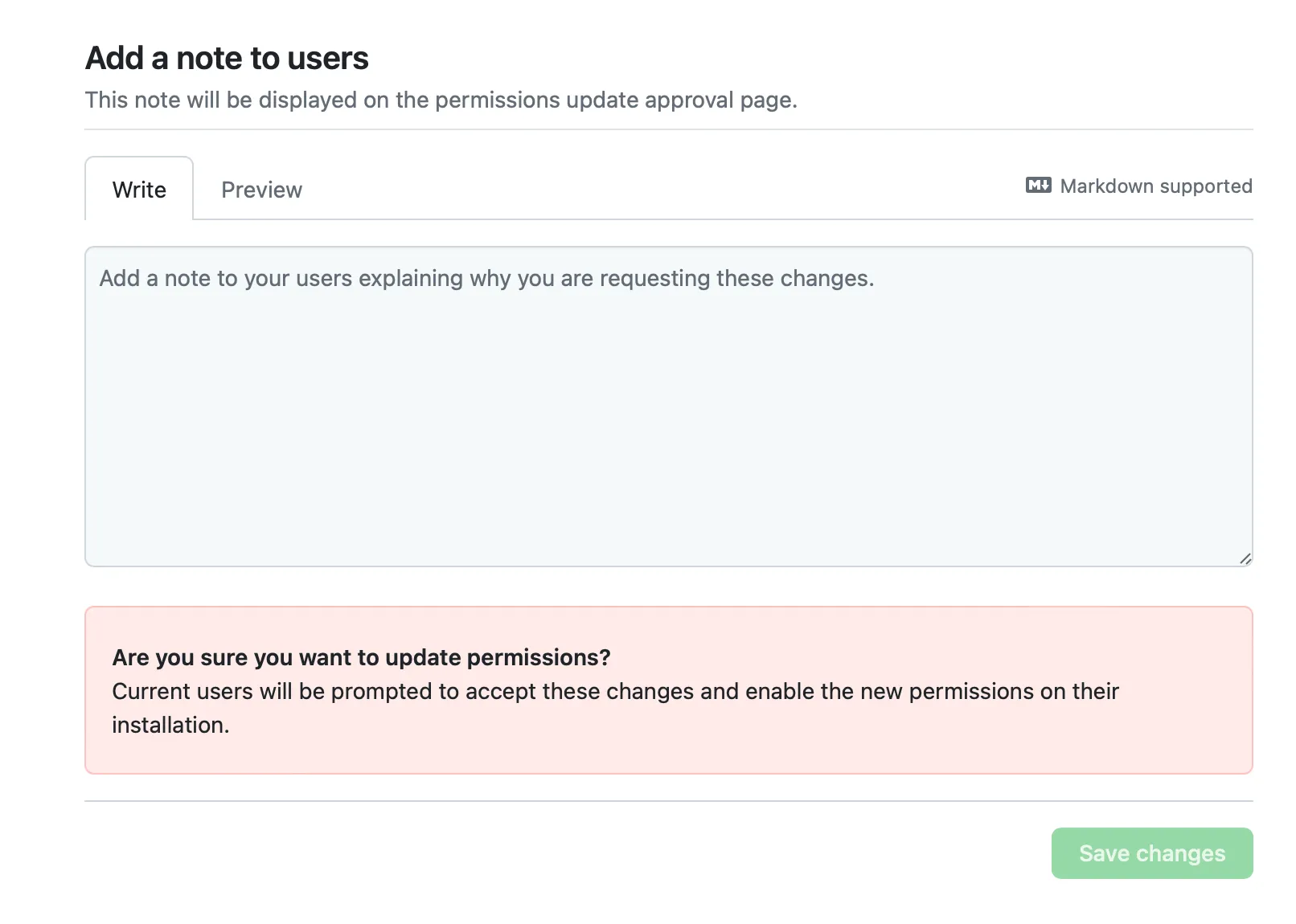 GitHub App Permissions Save