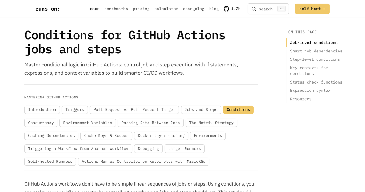 Conditions for GitHub Actions jobs and steps - RunsOn