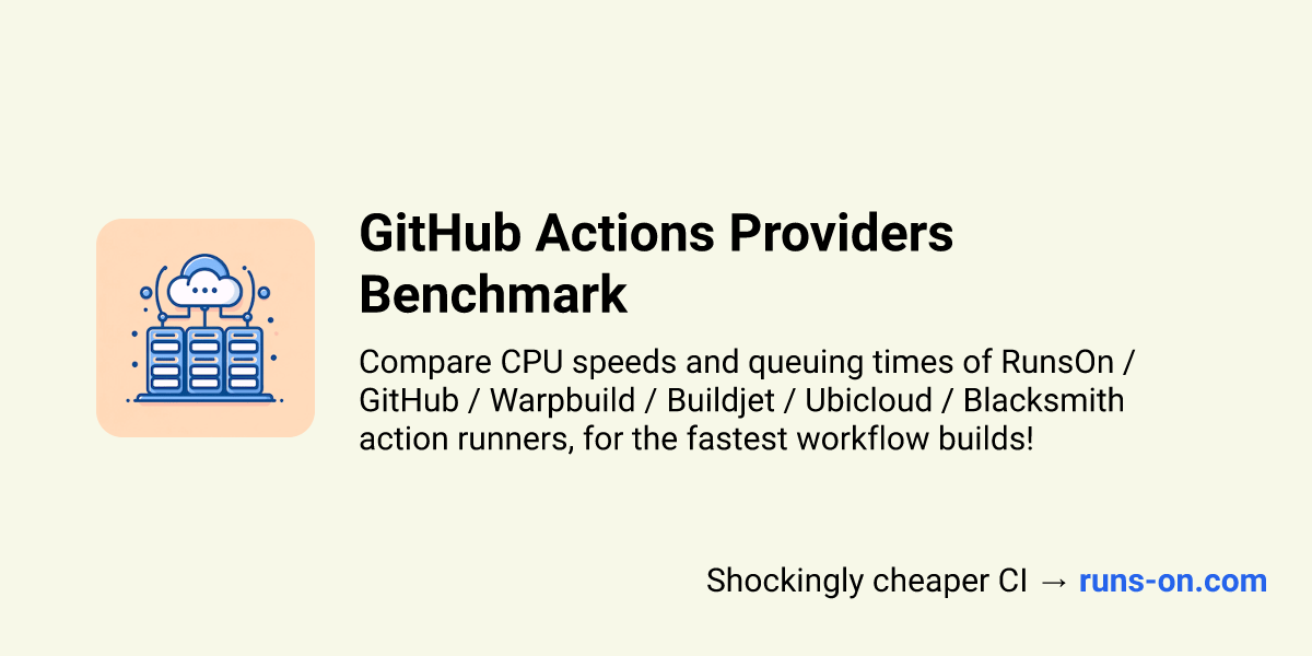 This page offers a detailed comparison of CPU speeds and queuing times for various providers such as RunsOn, GitHub, Warpbuild, Buildjet, and Ubicloud